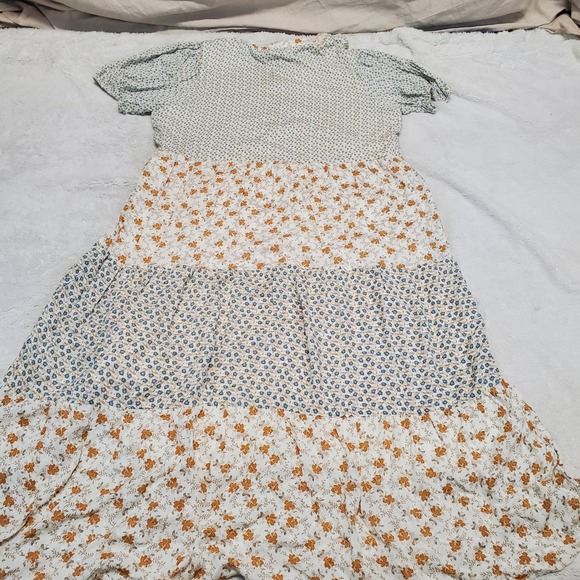 NWT My Danielle Cream Floral Peasant Tiered Maxi Dress XL Cottage Boho Flowy - Picture 5 of 10